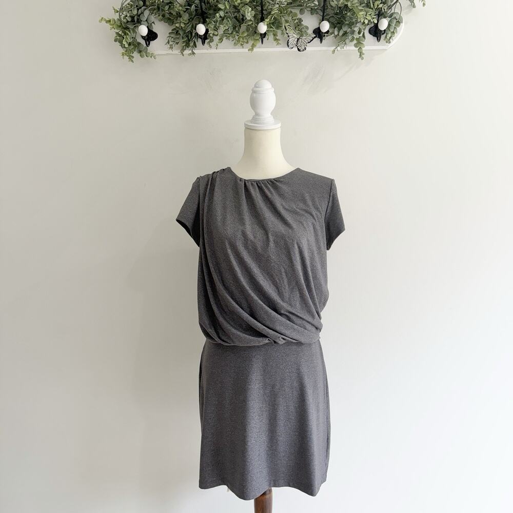 New Susana Monaco Gray Ruched Jersey Dress Large designer staple comfort UU6034